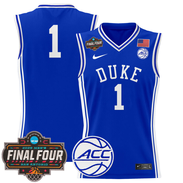 Men Duke Blue Devils #1 blue 2025 Final Four Patch NCAA Jersey